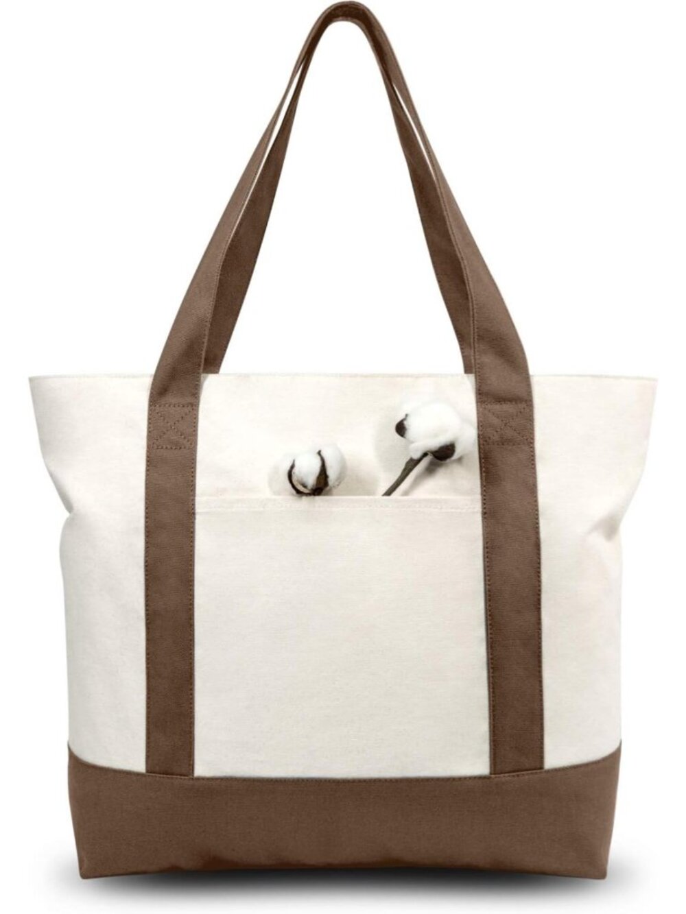 Stylish Canvas Tote Bag with External Pocket, Reusable Grocery & Daily